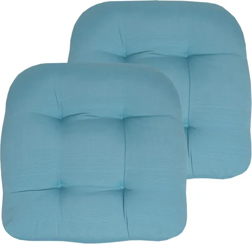 Vista 65 de Sweet Home Collection - Cojines para silla de patio y exterior, almohadillas prémium con relleno grueso y cómodo de fibra, mechones, 19 x 19 Negro