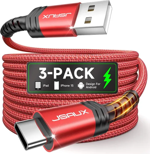 Vista 13 de JSAUX - Cable de carga para iPhone 18 y 17 Pro, 3.3 pies, paquete de 2 USB a USB C, color negro