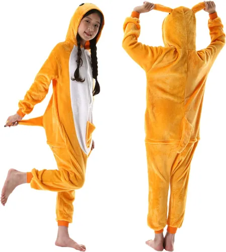 Vista 2 de SimZoo Kids Animal Pajamas, Boy Girls Kangaroo Cosplay Costume Sleepwear, One-Piece Unisex Homewear 3-11Y