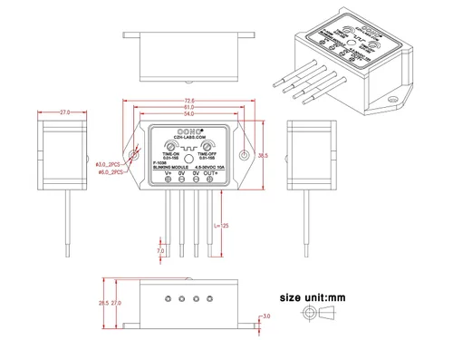 Vista 3 de DC 4.5-30V 10Amp Módulo intermitente parpadeante, normalmente abierto