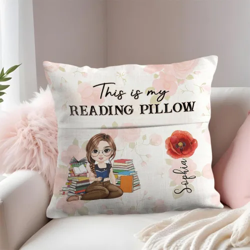 Vista 2 de ENCYCOM Almohada de bolsillo personalizada para lectura de libros, almohadas de lectura personalizadas con nombre, regalo único para niñas, mujeres