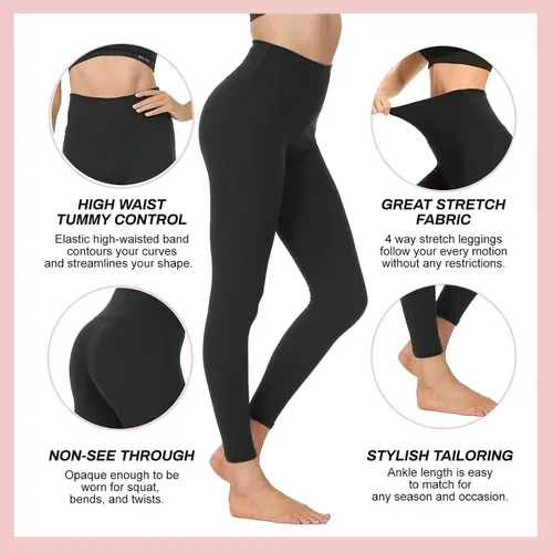 Vista 5 de Leggings de cintura alta para mujer, pantalones deportivos suaves con control del abdomen para correr, andar en bicicleta, hacer yoga y hacer