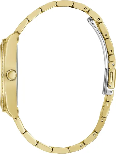 Vista 2 de GUESS Reloj de acero inoxidable de 1417in con bisel de borde de moneda plateado