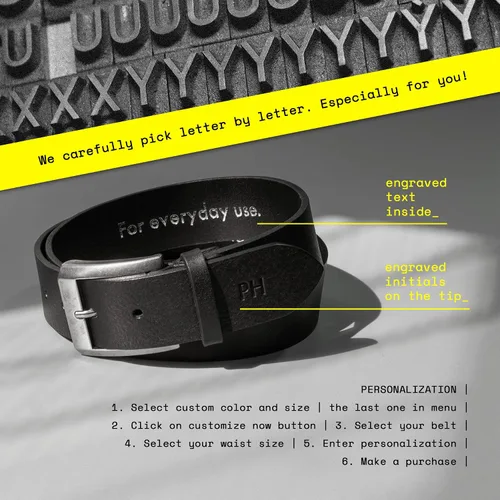 Vista 5 de HoffeBelts Cinturón de cuero de grano completo hecho a mano para hombre, estilo casual, cinturón de cuero personalizado en caja de regalo