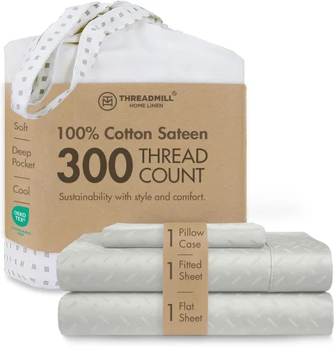 Vista 82 de Threadmill Juego de sábanas de algodón Twin Sábanas 100% algodón para cama tamaño Twin Juego de sábanas de satén jacquard damasco con bolsillo