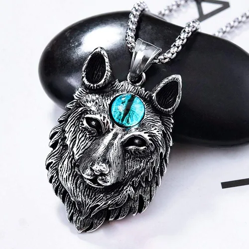 Vista 3 de TURTLEDOVE Collar de lobo vikingo Fenrir - Colgante de lobo nórdico de amuleto escandinavo nórdico, Metal, no conocido