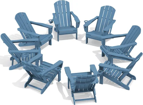Vista 49 de SERWALL Silla Adirondack plegable ajustable con portavasos reclinable