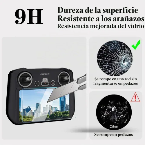 Vista 2 de Protector de pantalla (3+1 unidad) compatible con DJI Mini 3/Mini 3 Pro, control remoto Mavic 3 RC, película de vidrio templado, antiarañazos