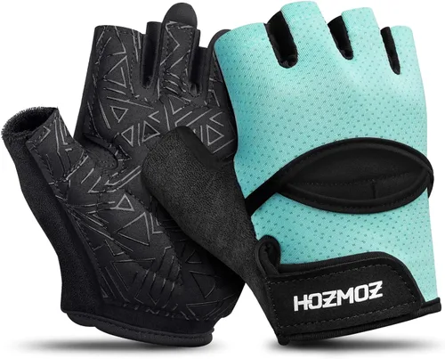 Vista 9 de HOZMOZ Guantes ventilados para levantamiento de pesas, guantes de gimnasio gruesos y acolchados con protección completa de la palma, agarre