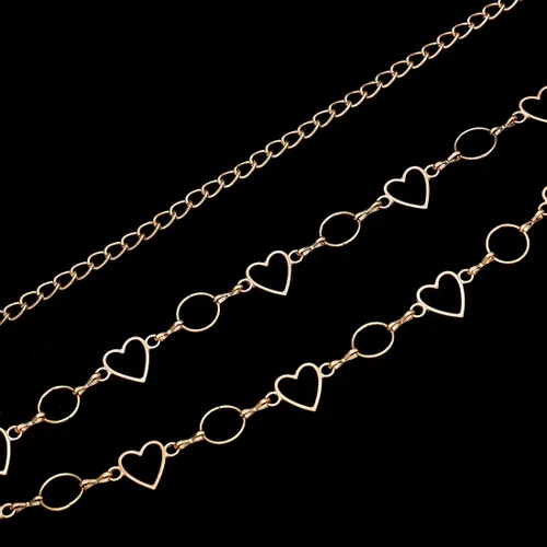 Vista 6 de Cinturón de cadena de cintura con borla larga para mujer, cadena ajustable de metal para el vientre para vestido Corazón doble dorado