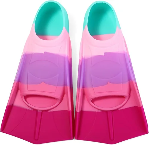 Vista 13 de Aletas de natación para niños, aletas cortas para niños y jóvenes, aletas de natación para entrenamiento de natación para niños, niñas, niños