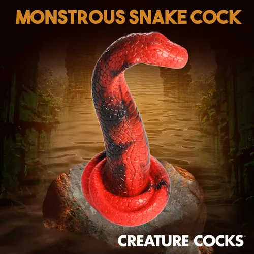 Vista 4 de CREATURE COCKS King Cobra - Consolador de silicona para hombres, mujeres y parejas. Firme y flexible, base de succión fuerte, consolador