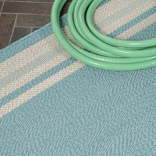 Vista 3 de JONATHAN Y Alfombra de pasillo para interiores y exteriores, 2 x 8 pies, color aguamarina/beige, moderno para patio trasero, patio, porche, fácil