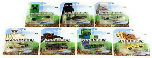 Vista 2 de Hot Wheels Juego completo de 7 personajes de videojuegos de Minecraft de 2020 1:64