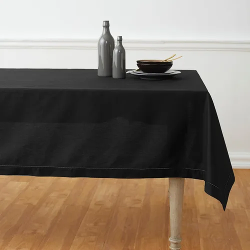 Vista 31 de Solino Home Mantel de lino de algodón, dobladillo blanco, 52 x 52 pulgadas