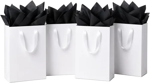 Vista 11 de SHIPKEY Paquete de 10 bolsas de regalo verde aguamarina con papel de seda bolsa de regalo de dama de honor de 8 x 4 x 11 pulgadas, bolsa de papel