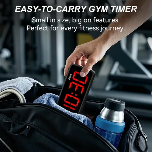 Vista 8 de Acedeck Reloj temporizador portátil para gimnasio: reloj digital de fitness con imán fuerte - Control remoto para entusiastas del fitness - Batería