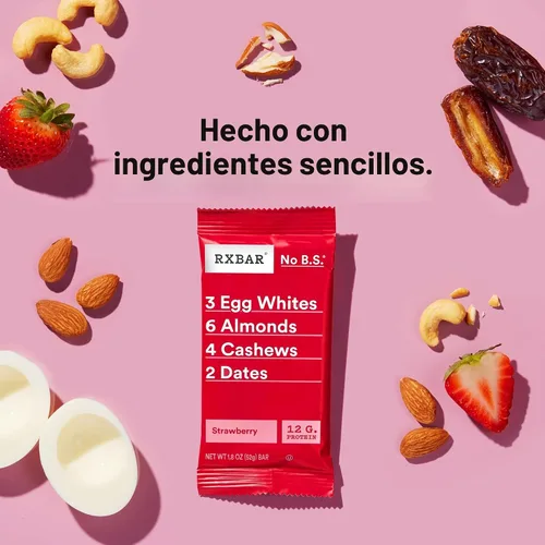 Vista 5 de Barras de proteína RXBAR, 12g de proteína, aperitivos sin gluten, fresa, caja de 22oz (12 barras)