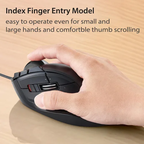 Vista 2 de ELECOM Ratón DEFT Trackball, con cable, control de dedos, función de 8 botones con seguimiento suave, diseño ergonómico, Windows11, macOS (M-DT2URBK)