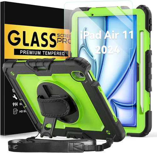 Vista 28 de BLOSOMEET Funda para iPad Air de 11 pulgadas M3 2025 y M2 2024 con protector de pantalla de vidrio templado y soporte para lápiz, funda para iPad