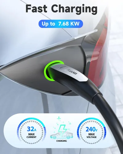Vista 2 de SEGUMA Cable de extensión de cargador EV para Tesla, cable de extensión NACS para cargador NACS de nivel 1 y 2, conector de pared Tesla, cable