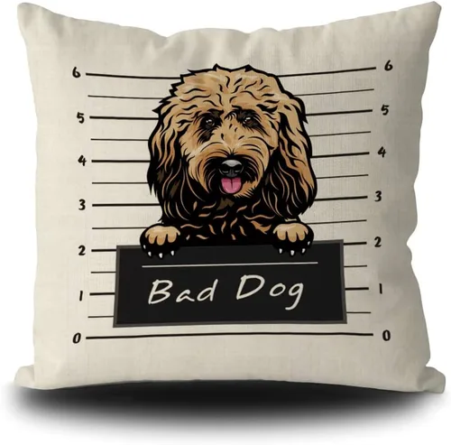 Vista 13 de Fundas de almohada de perro pastor alemán de 16 x 16 pulgadas, decoración de animales de perro malo, fundas de almohada de lino para sofá
