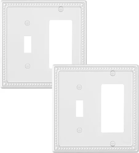 Vista 95 de Paquete de 2 cubiertas de placa de interruptor de luz de doble palanca, cubiertas decorativas de placa de doble interruptor Pearls, placa de pared