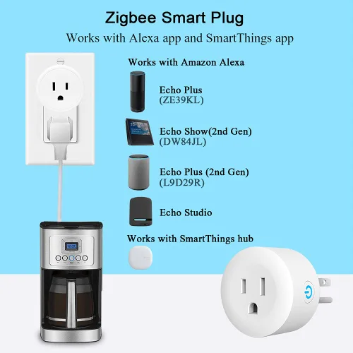 Vista 3 de Enchufe inteligente, DOGAIN Zigbee Smart Plugs Outlet funciona con ST y Echo Plus Hub Control de voz compatible con Alexa y el Asistente de Google