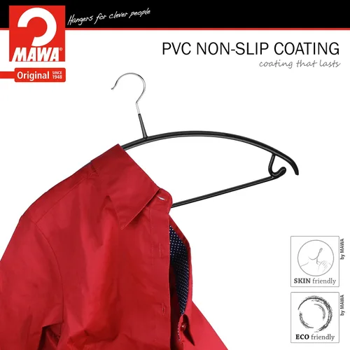 Vista 2 de MAWA Reston Lloyd Euro Series - Percha antideslizante con barra y ganchos para pantalones y faldas, estilo 42/U, juego de 2, color negro