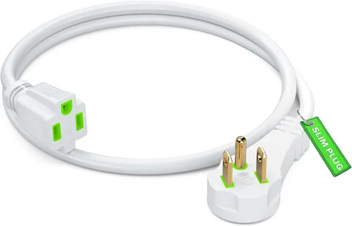Vista 11 de Maximm Cable de extensión de enchufe plano, 1 pie, negro, perfil bajo 16AWG