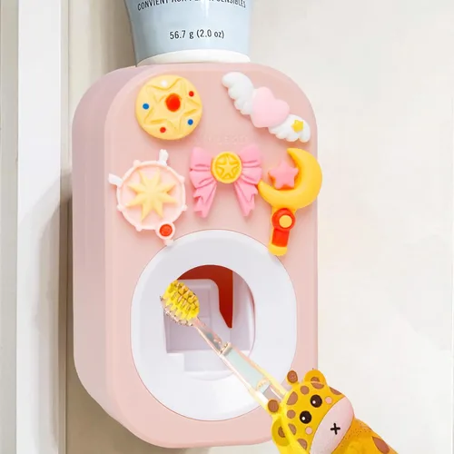 Vista 17 de Dispensador automático de pasta de dientes montado en la pared para baño, exprimidor de pasta de dientes para niños y ducha familiar