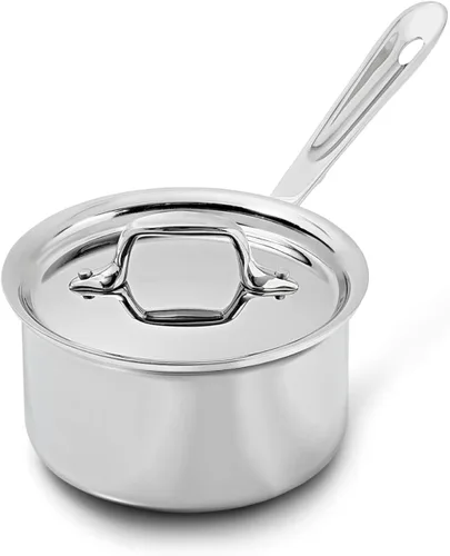 Vista 15 de All-Clad D3 Cacerola de Acero Inoxidable de 3 Capas 1 Cuarto Inducción Horno Gratinador Seguro 600F Ollas y Sartenes, Utensilios de Cocina Plateado