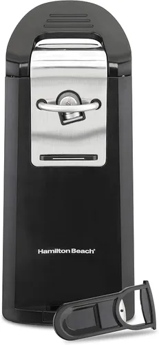 Vista 8 de Hamilton Beach Abrelatas eléctrico del tacto liso con la palanca de empuje Negro y cromado