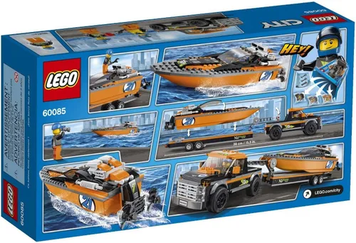Vista 7 de LEGO City Vehículos grandes con lancha motora, juguete para construir
