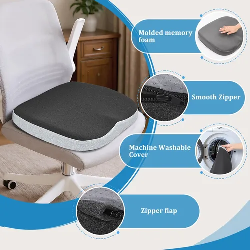 Vista 5 de Cojín del asiento de oficina de la espuma de la memoria, cojín de la silla de oficina de la espuma Ergonomic Coccyx Cushion for Sciatica Pain