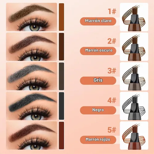 Vista 5 de Microblading Lápiz de cejas, lápiz mágico de contorno de cejas mejorado 2026 con una punta de microtenedor, cepillo de carrete de 4 puntas Marrón