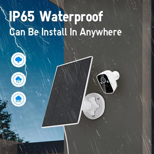 Vista 4 de Panel solar de 5 W, IP 65 impermeable 5V puerto micro USB para cámaras de seguridad inalámbricas al aire libre, compatible con cámara de seguridad