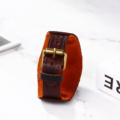 Vista 3 de JewelryWe Wide Leather Cuff Watch Vintage Retro Quartz Punk Wristwatches for Men Women Halloween Costumes for Christmas