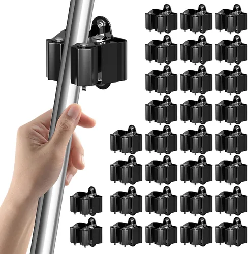 Vista 8 de 3-H - Soporte de pared para escobas, 8 unidades, clips organizadores de escoba y trapeador de acero inoxidable resistente, soportes de montaje