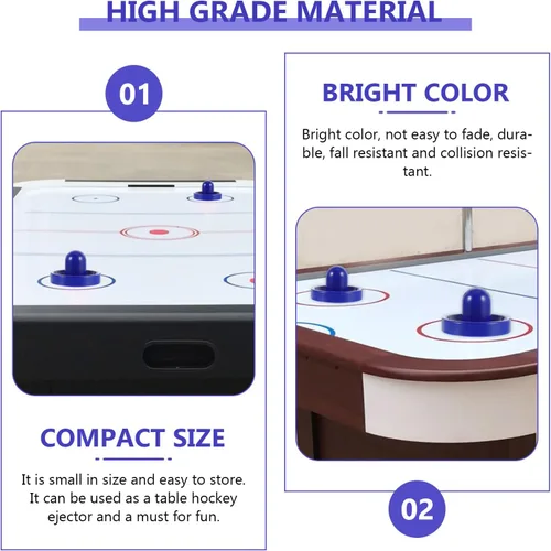 Vista 9 de Air Hockey Pushers and Pucks Set, 96mm Blue Plastic Pushers (2), 64mm Blue Plastic Pucks (4) Felt Pads (2) Replacement Accessories for Table Hockey