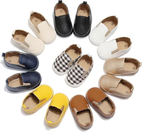 Vista 5 de HONGTEYA Zapatos para bebés y niñas con suela de goma, mocasines para bebés recién nacidos, cuna para primeros caminos, zapatos de moda