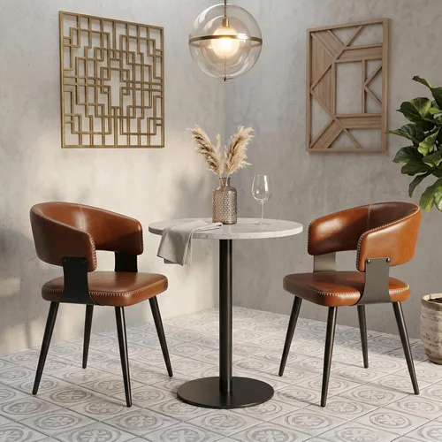 Vista 11 de Juego de 2 sillas de comedor, modernas sillas tapizadas para cocina y comedor con tela tejida transpirable, fáciles de montar y limpiar