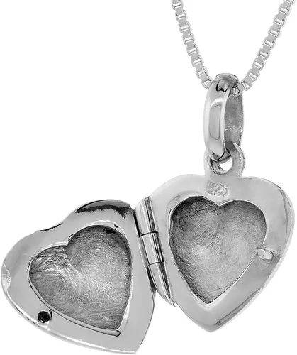 Vista 4 de Colgante de plata de ley con forma de corazón, grabado a mano, 0.5in