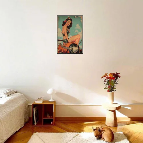 Vista 5 de Póster vintage de la niña piloto sexy de los años 50, arte de pared, arte retro de mediados de siglo, nostalgia estética, impresiones estéticas