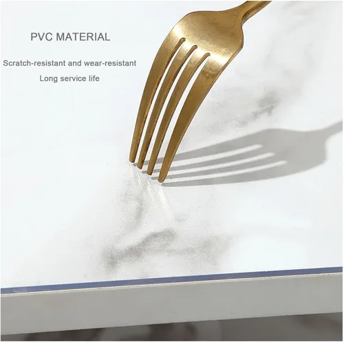 Vista 3 de Protector de mesa de comedor de PVC, mantel transparente lavable, protector de tapete de mesa, lona de vinilo, 52 tamaños, 0.039 pulgadas de grosor