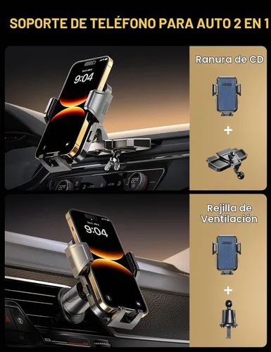 Vista 2 de Soporte de teléfono con ranura para CD, soporte mejorado para teléfono de automóvil con almohadillas de silicona antideslizantes