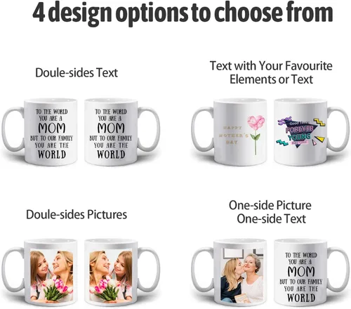 Vista 2 de Taza personalizada con foto, taza de equipo personalizada con imagen, logotipo, texto, taza personalizada, regalos personalizados para madre, padre
