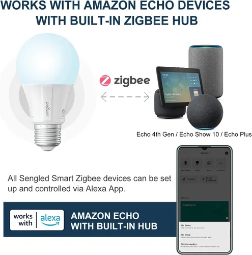 Vista 6 de Sengled - Bombillas inteligentes Zigbee, requiere un concentrador inteligente, funciona con SmartThings y Echo con concentrador incorporado, control