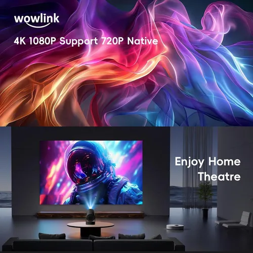 Vista 4 de [Aplicación incorporada y actualizada 2026] Mini proyector con WiFi 6 y Bluetooth 5.4 Negro