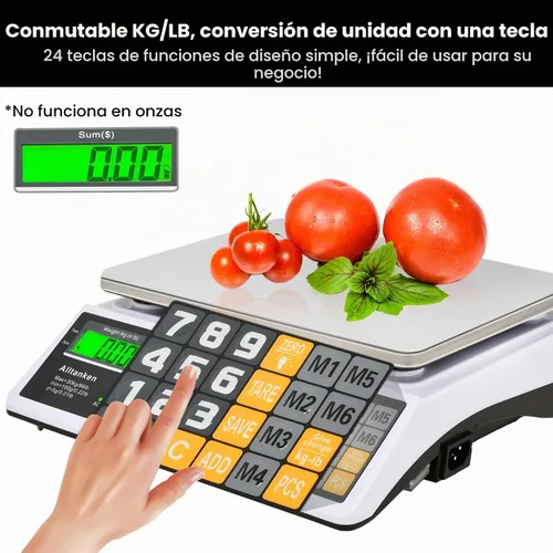 Vista 2 de Báscula digital de cálculo de precios de 66 libras / 66.1 lbs con pantalla LCD dual y modo de conteo — Báscula de alimentos de acero inoxidable